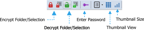 Encrypt Folder/Selection Decrypt Folder/Selection Thumbnail View Thumbnail Size Enter Password Decrypt Folder/Selection